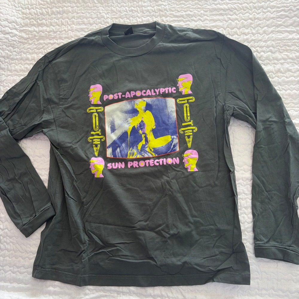 Brain Dead Post-Apocalyptic Sun Protection Long Sleeve Graphic Tee Grey Mens M